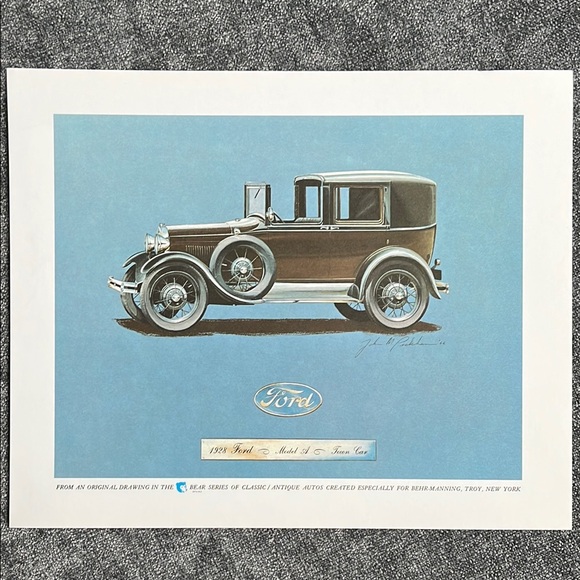 1928 Ford Model A Town Car Print - Picture 1 of 4